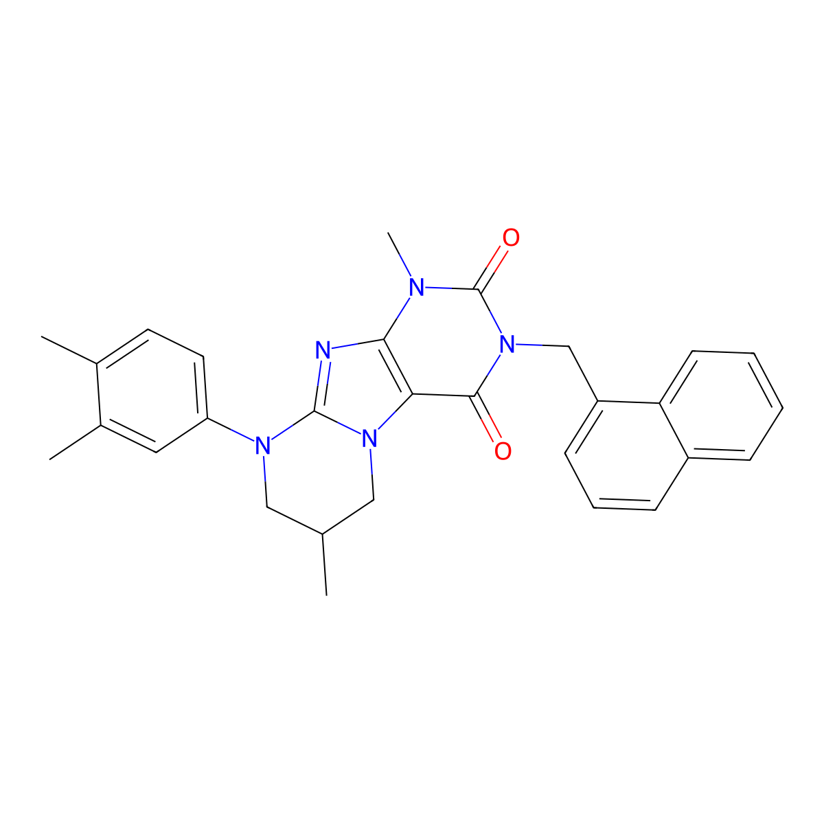 9-(3,4-dimethylphenyl)-1,7-dimethyl-3-(naphthalen-1-ylmethyl)-7,8-dihydro-6H-purino[7,8-a]pyrimidine-2,4-dione molecular structure, CAS 844448-90-4