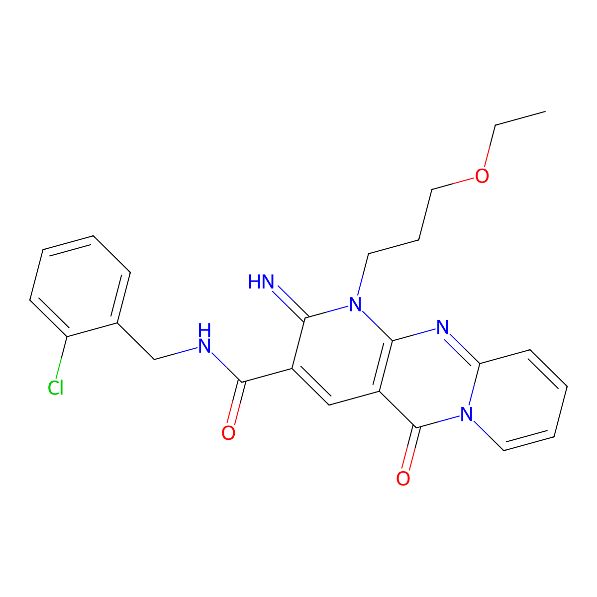 N~3~-(2-chlorobenzyl)-1-(3-ethoxypropyl)-2-imino-5-oxo-1,5-dihydro-2H-dipyrido[1,2-a:2,3-d]pyrimidine-3-carboxamide molecular structure, CAS 844449-22-5