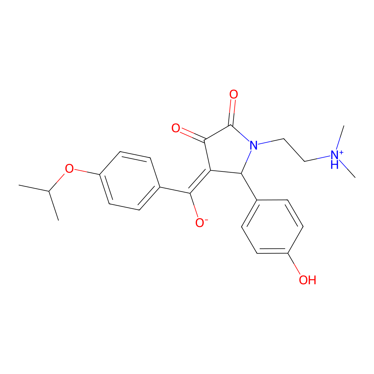 1-[2-(dimethylamino)ethyl]-3-hydroxy-5-(4-hydroxyphenyl)-4-[4-(propan-2-yloxy)benzoyl]-2,5-dihydro-1H-pyrrol-2-one molecular structure, CAS 844449-34-9