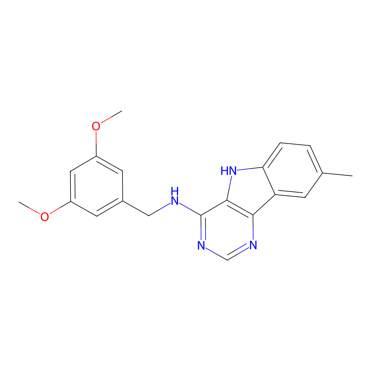N-[(3,5-dimethoxyphenyl)methyl]-8-methyl-5H-pyrimido[5,4-b]indol-4-amine molecular structure, CAS 844449-75-8