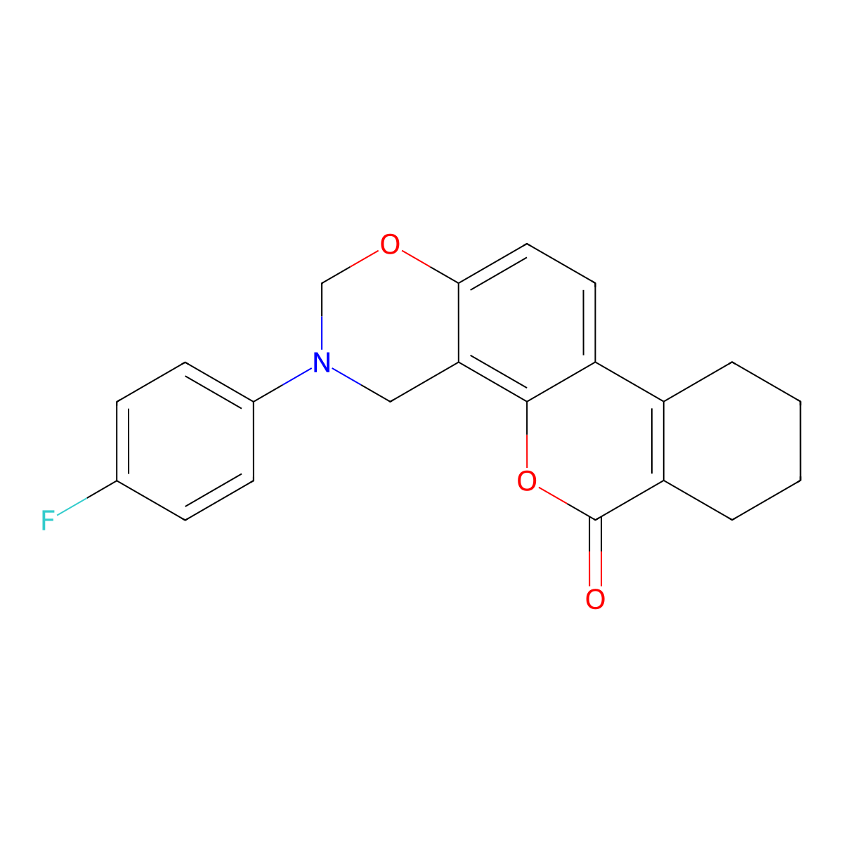 3-(4-fluorophenyl)-3,4,7,8,9,10-hexahydro-2H,6H-benzo[3,4]chromeno[8,7-e][1,3]oxazin-6-one molecular structure, CAS 844449-78-1