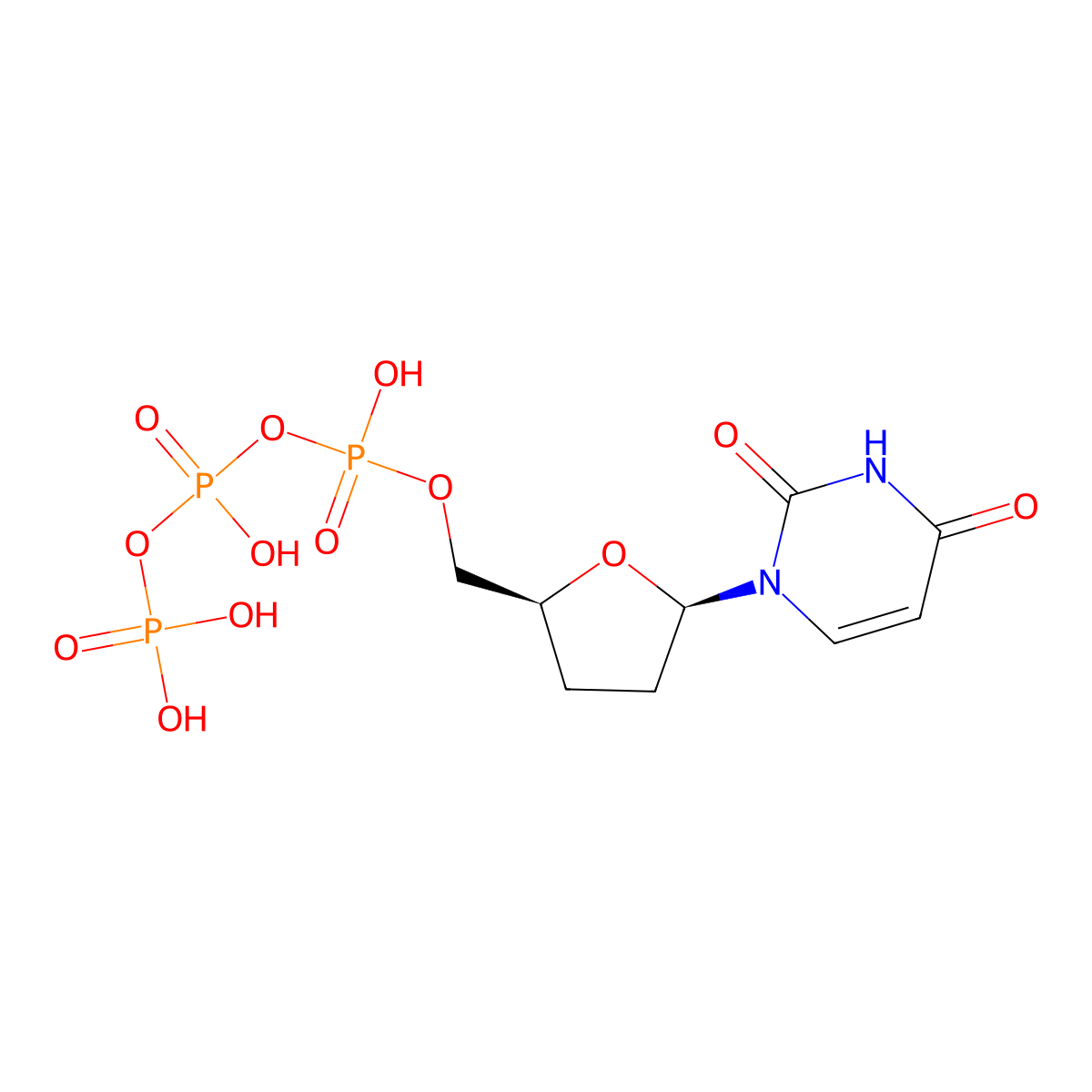2',3'-Dideoxyuridine-5'-triphosphate molecular structure, CAS 84445-38-5