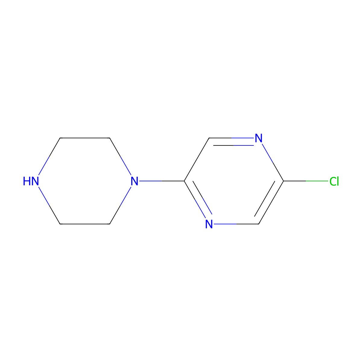 2-Chloro-5-(1-piperazinyl)pyrazine molecular structure, CAS 84445-51-2