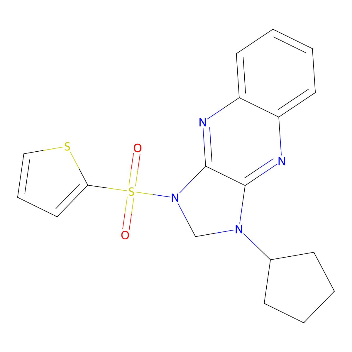 1-cyclopentyl-3-thiophen-2-ylsulfonyl-2H-imidazo[4,5-b]quinoxaline molecular structure, CAS 844450-11-9