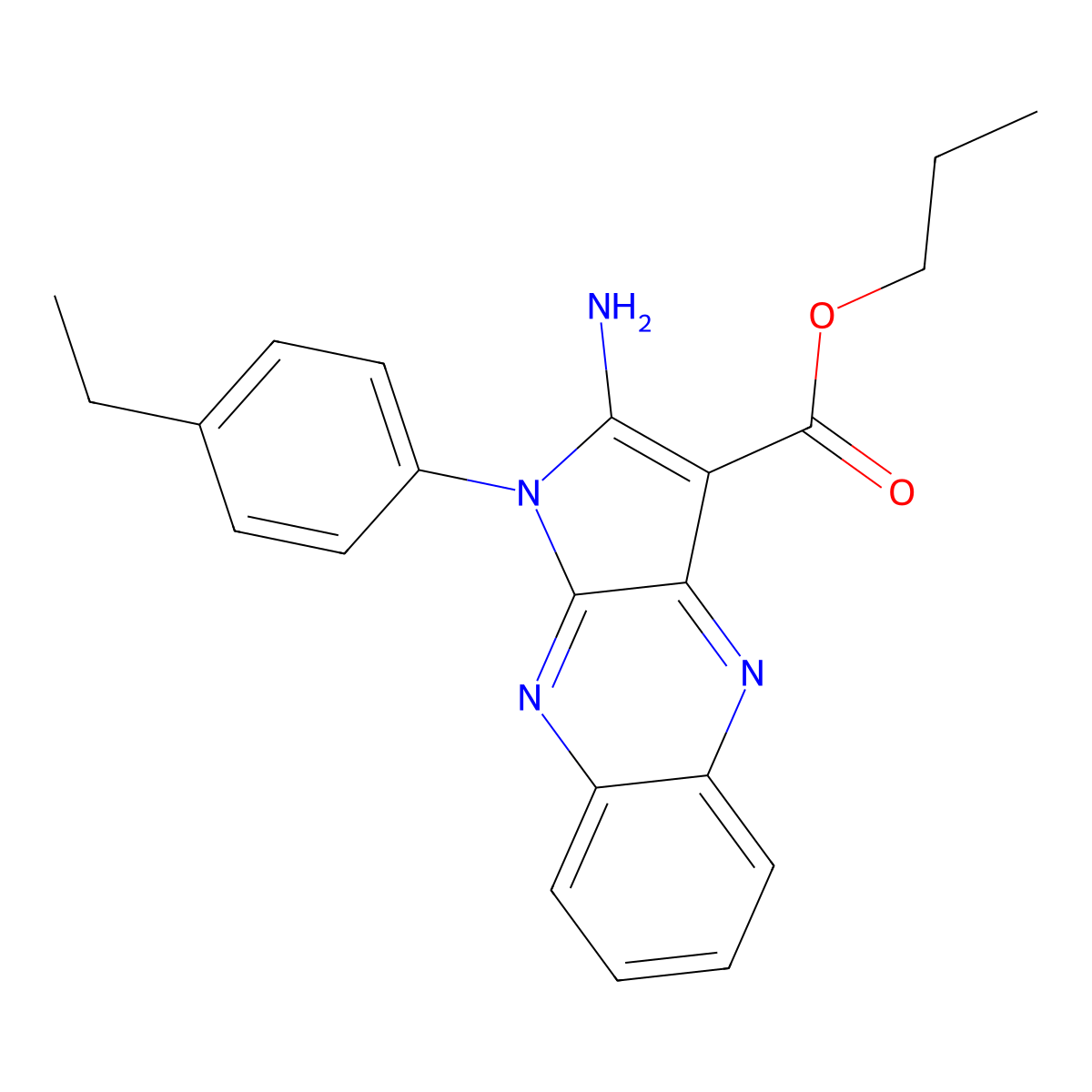 propyl 2-amino-1-(4-ethylphenyl)-1H-pyrrolo[2,3-b]quinoxaline-3-carboxylate molecular structure, CAS 844450-23-3