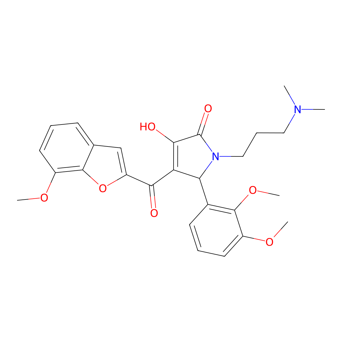 5-(2,3-Dimethoxyphenyl)-1-[3-(dimethylamino)propyl]-3-hydroxy-4-[(7-methoxyben zo[d]furan-2-yl)carbonyl]-3-pyrrolin-2-one molecular structure, CAS 844450-52-8