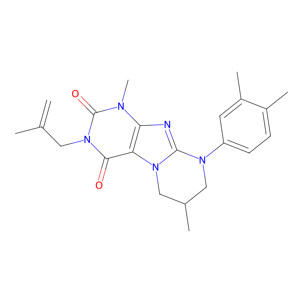 9-(3,4-dimethylphenyl)-1,7-dimethyl-3-(2-methylprop-2-enyl)-7,8-dihydro-6H-purino[7,8-a]pyrimidine-2,4-dione molecular structure, CAS 844450-76-6
