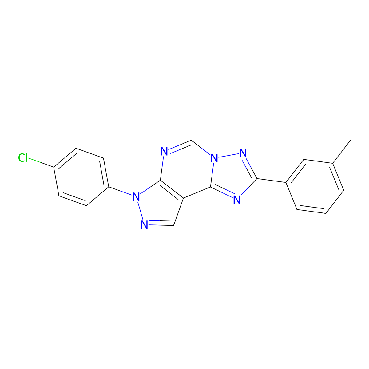 7-(4-chlorophenyl)-2-(3-methylphenyl)-7H-pyrazolo[4,3-e][1,2,4]triazolo[1,5-c]pyrimidine molecular structure, CAS 844450-86-8