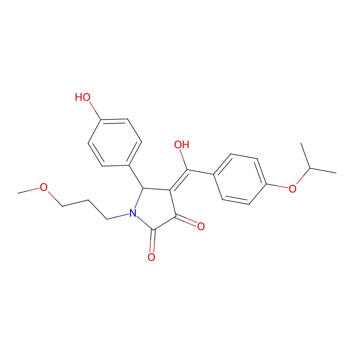 3-hydroxy-5-(4-hydroxyphenyl)-1-(3-methoxypropyl)-4-[4-(propan-2-yloxy)benzoyl]-2,5-dihydro-1H-pyrrol-2-one molecular structure, CAS 844450-93-7