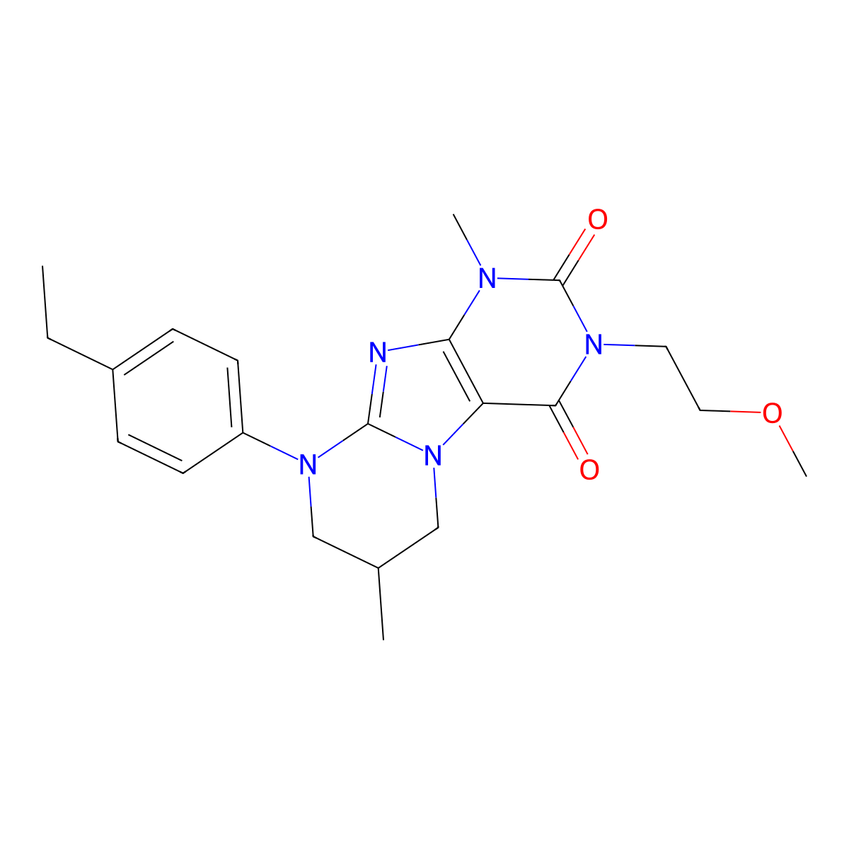 9-(4-ethylphenyl)-3-(2-methoxyethyl)-1,7-dimethyl-7,8-dihydro-6H-purino[7,8-a]pyrimidine-2,4-dione molecular structure, CAS 844451-08-7