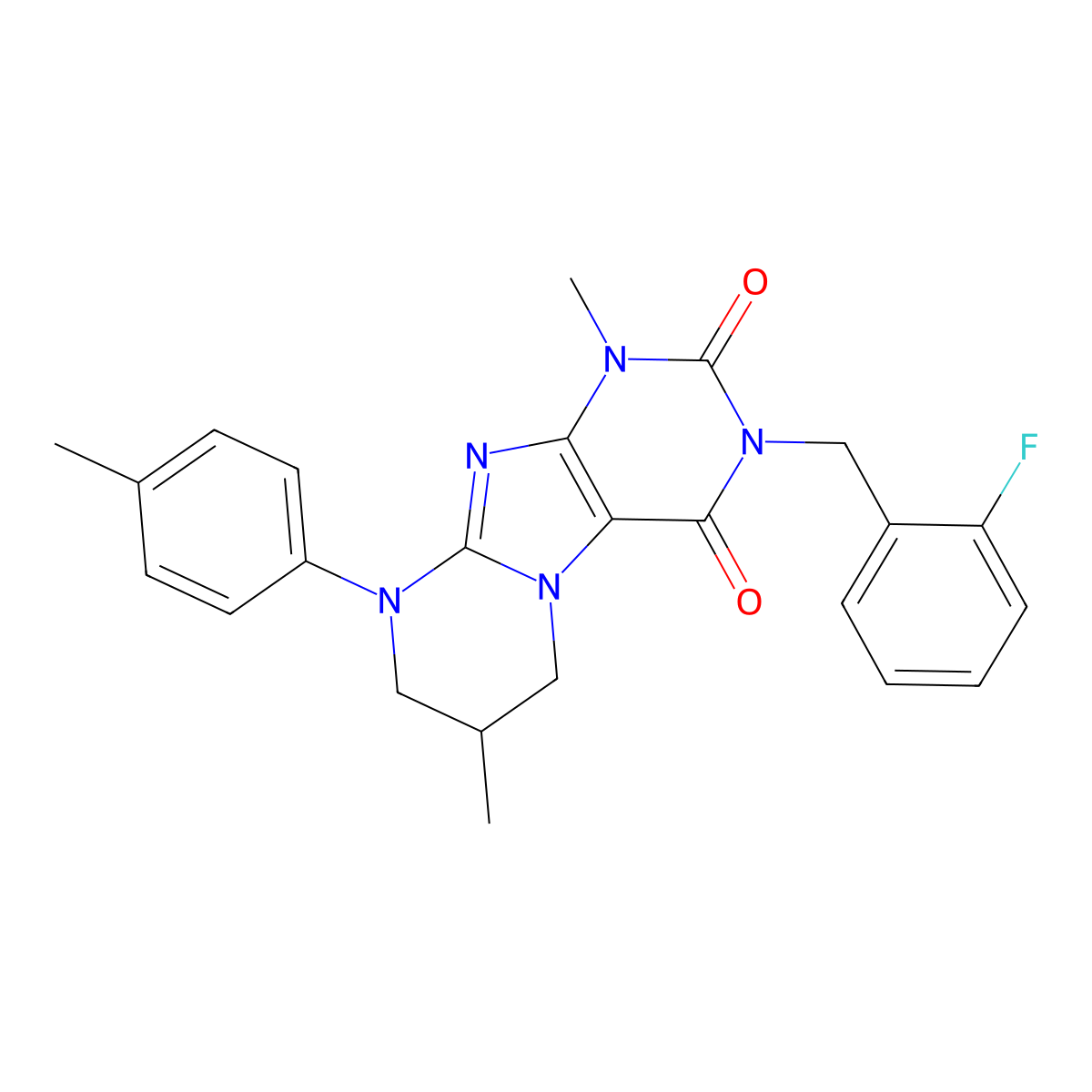 3-[(2-fluorophenyl)methyl]-1,7-dimethyl-9-(4-methylphenyl)-7,8-dihydro-6H-purino[7,8-a]pyrimidine-2,4-dione molecular structure, CAS 844451-18-9