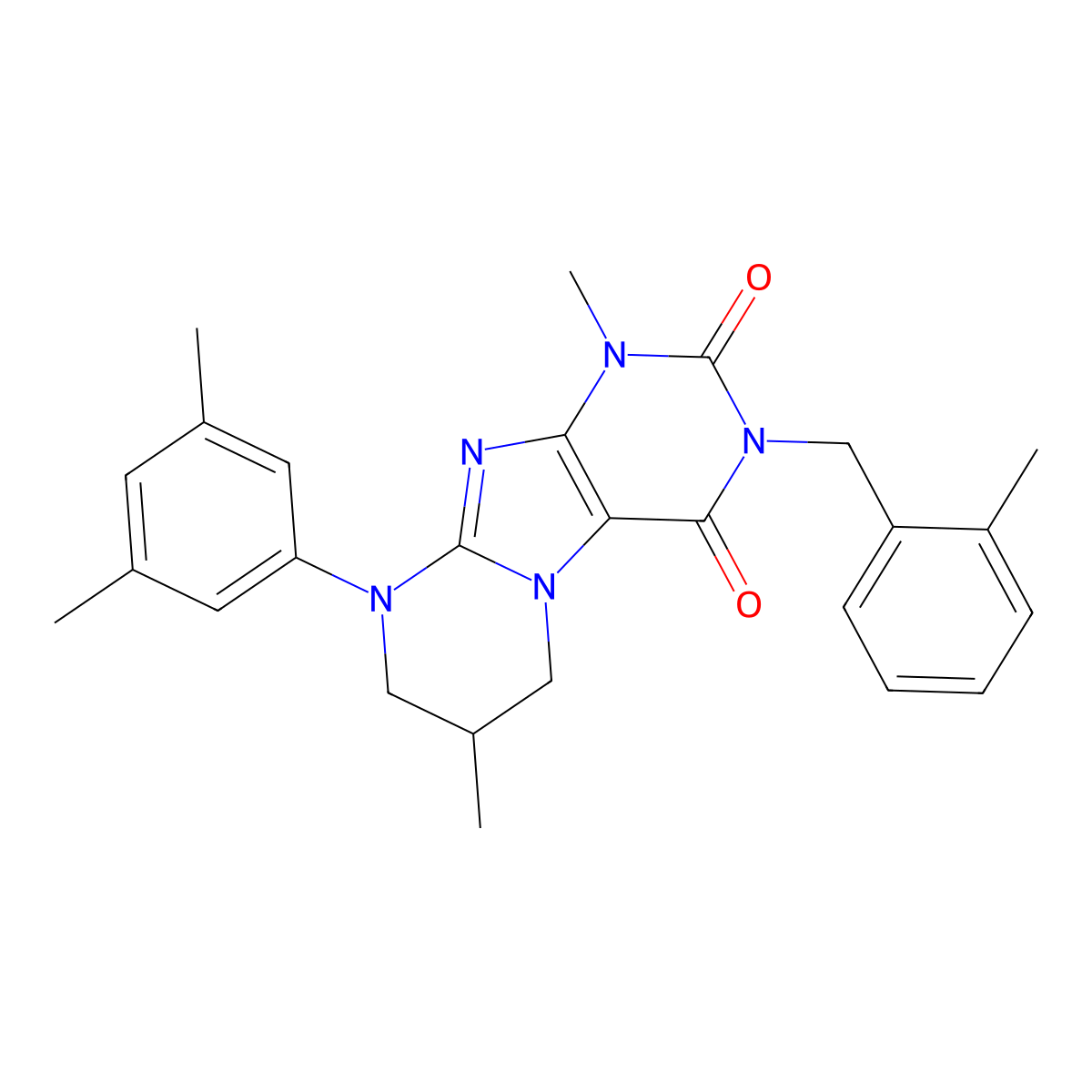 9-(3,5-dimethylphenyl)-1,7-dimethyl-3-[(2-methylphenyl)methyl]-7,8-dihydro-6H-purino[7,8-a]pyrimidine-2,4-dione molecular structure, CAS 844451-27-0