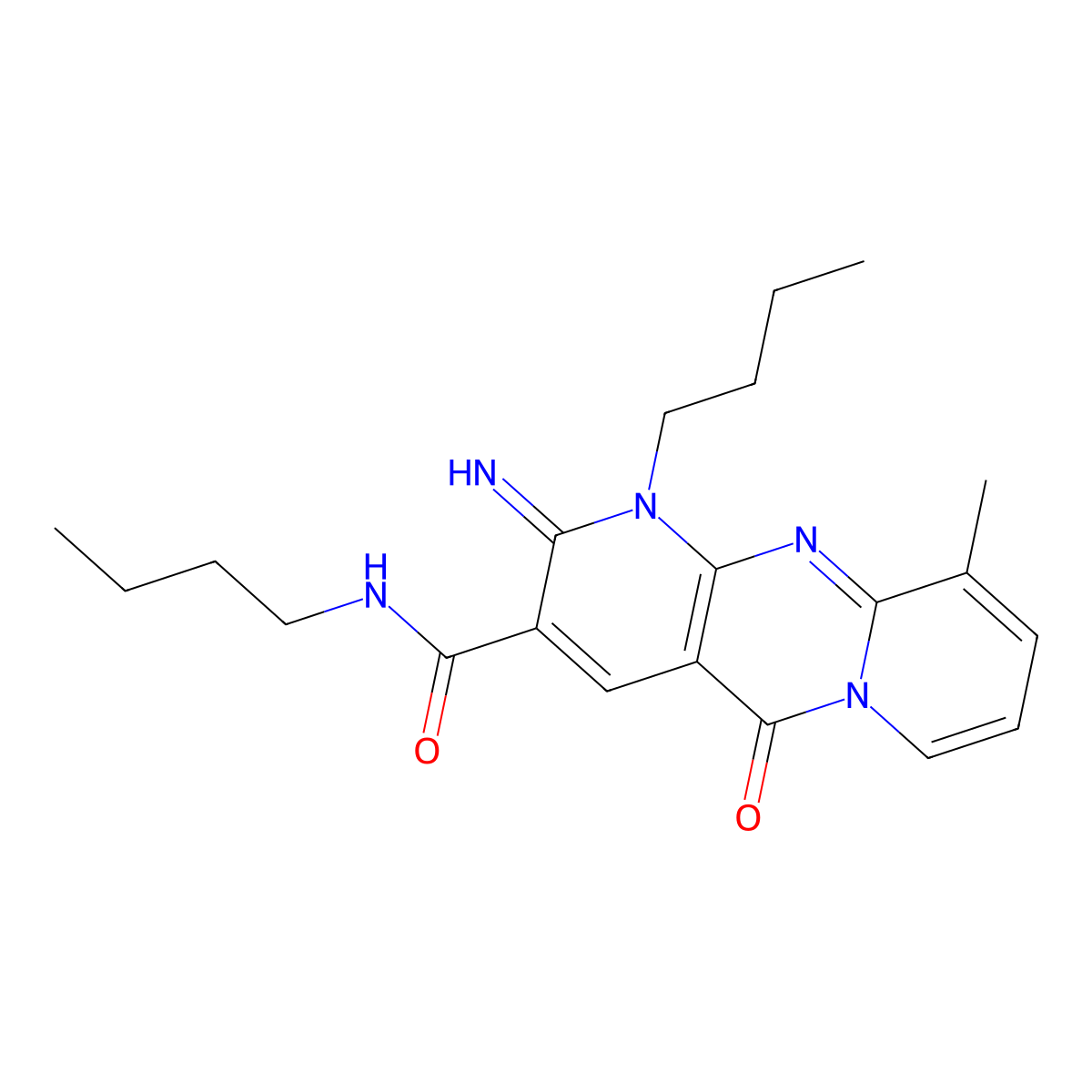 N,7-dibutyl-6-imino-11-methyl-2-oxo-1,7,9-triazatricyclo[8.4.0.0^{3,8}]tetradeca-3(8),4,9,11,13-pentaene-5-carboxamide molecular structure, CAS 844451-88-3
