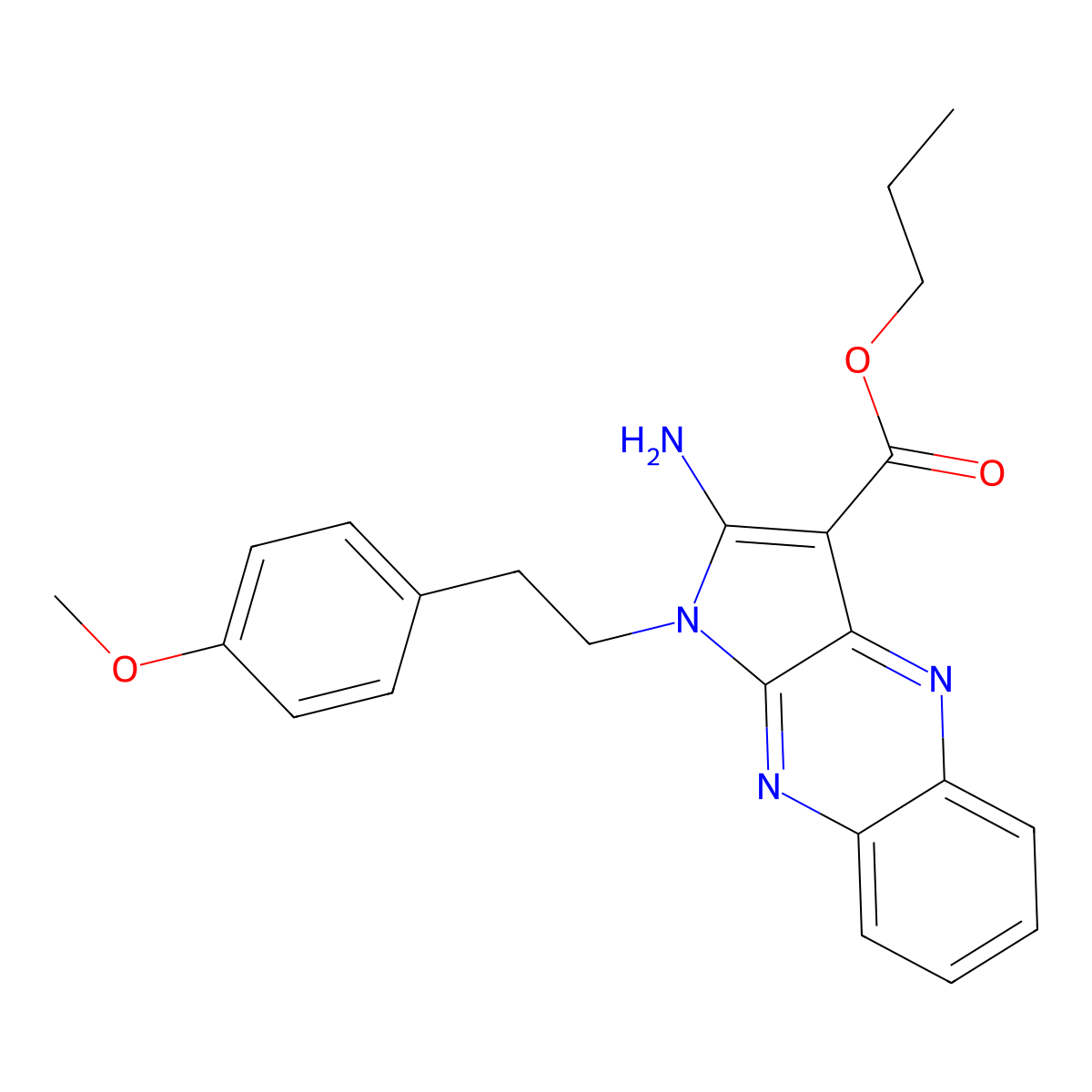 propyl 2-amino-1-[2-(4-methoxyphenyl)ethyl]-1H-pyrrolo[2,3-b]quinoxaline-3-carboxylate molecular structure, CAS 844452-24-0