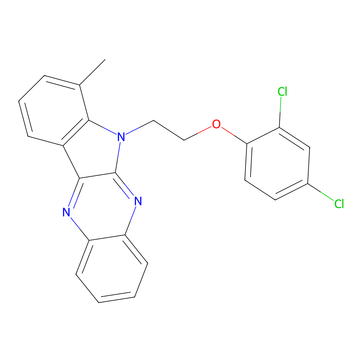 6-[2-(2,4-dichlorophenoxy)ethyl]-7-methyl-6H-indolo[2,3-b]quinoxaline molecular structure, CAS 844452-34-2
