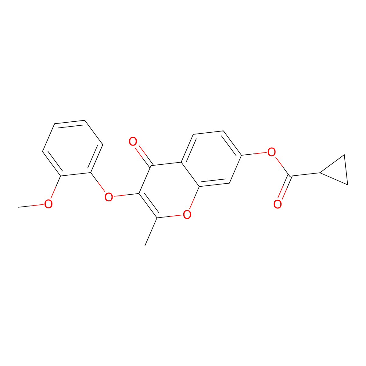 3-(2-methoxyphenoxy)-2-methyl-4-oxo-4H-chromen-7-yl cyclopropanecarboxylate molecular structure, CAS 844452-42-2