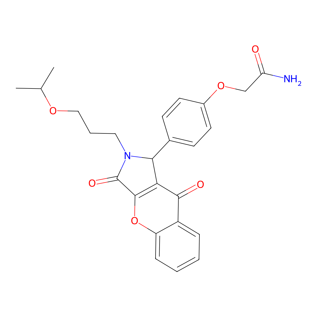 2-{4-[2-(3-Isopropoxypropyl)-3,9-dioxo-1,2,3,9-tetrahydrochromeno[2,3-c]pyrrol-1-yl]phenoxy}acetamide molecular structure, CAS 844452-49-9