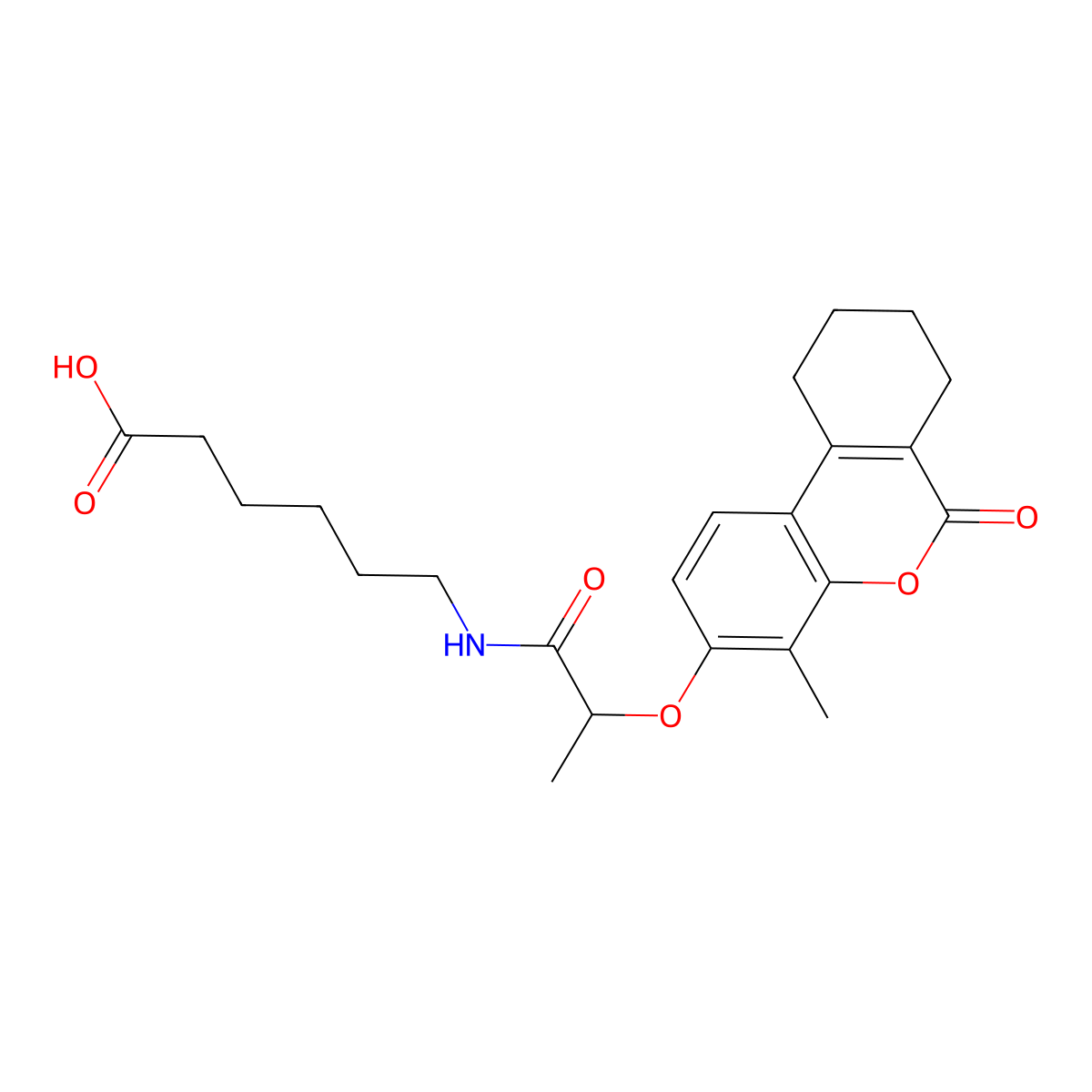6-({2-[(4-methyl-6-oxo-7,8,9,10-tetrahydro-6H-benzo[c]chromen-3-yl)oxy]propanoyl}amino)hexanoic acid molecular structure, CAS 844452-69-3