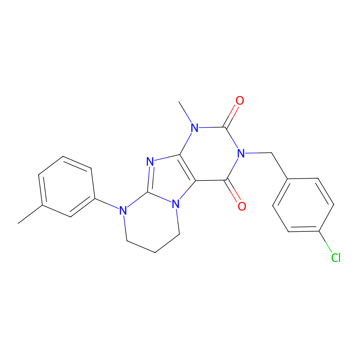 3-[(4-chlorophenyl)methyl]-1-methyl-9-(3-methylphenyl)-7,8-dihydro-6H-purino[7,8-a]pyrimidine-2,4-dione molecular structure, CAS 844453-13-0