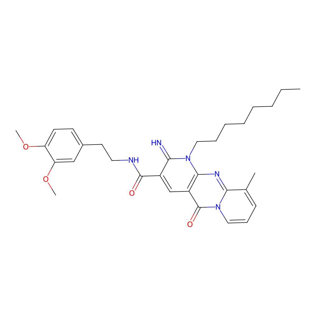 N-[2-(3,4-dimethoxyphenyl)ethyl]-2-imino-10-methyl-1-octyl-5-oxo-1,5-dihydro-2H-dipyrido[1,2-a:2',3'-d]pyrimidine-3-carboxamide molecular structure, CAS 844453-28-7
