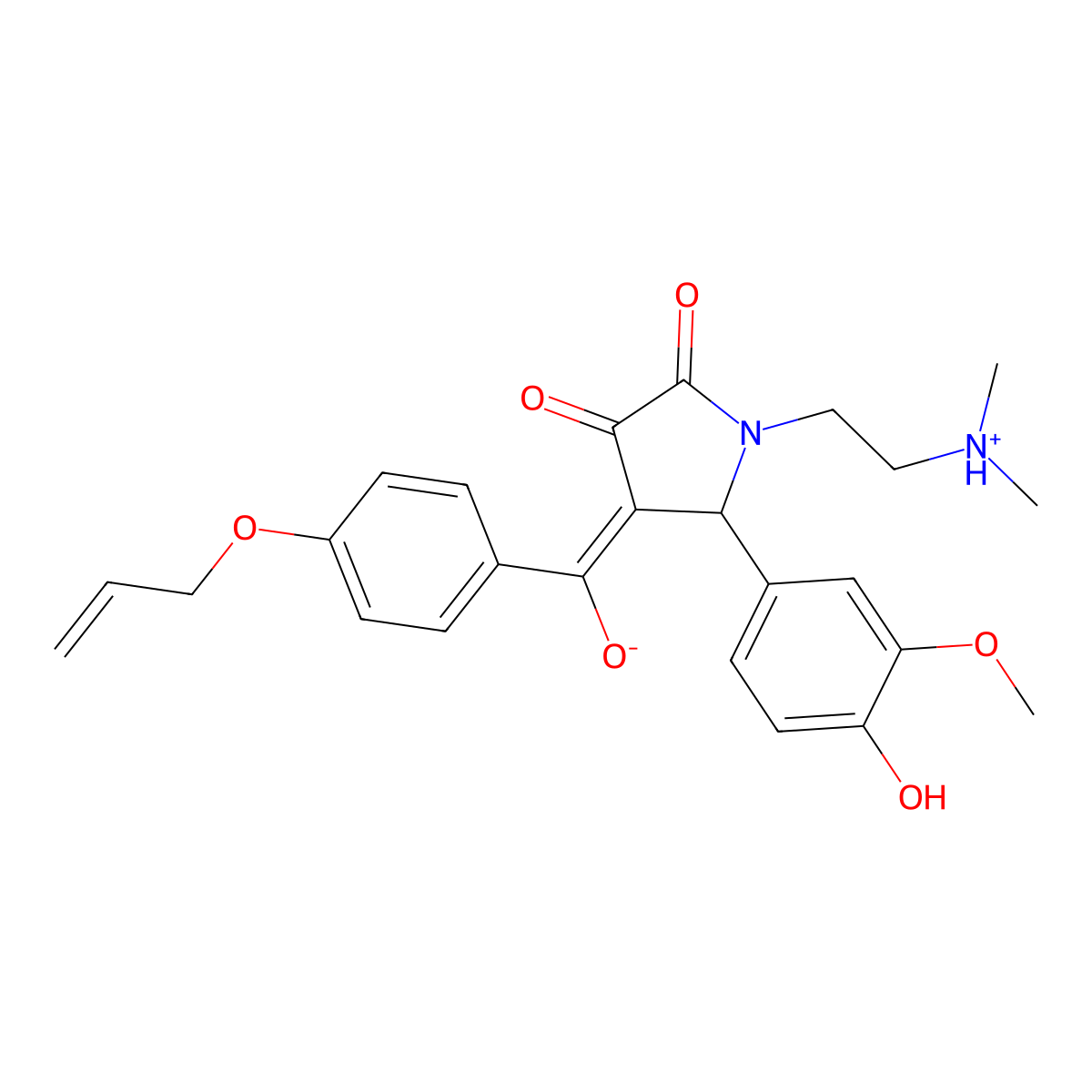 1-[2-(dimethylamino)ethyl]-3-hydroxy-5-(4-hydroxy-3-methoxyphenyl)-4-[4-(prop-2-en-1-yloxy)benzoyl]-2,5-dihydro-1H-pyrrol-2-one molecular structure, CAS 844453-43-6