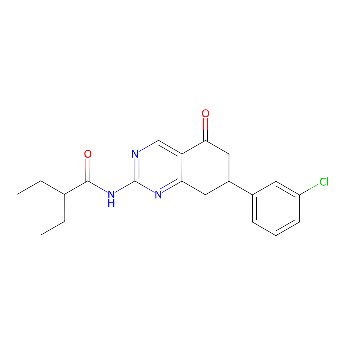 N-[7-(3-chlorophenyl)-5-oxo-5,6,7,8-tetrahydroquinazolin-2-yl]-2-ethylbutanamide molecular structure, CAS 844453-59-4