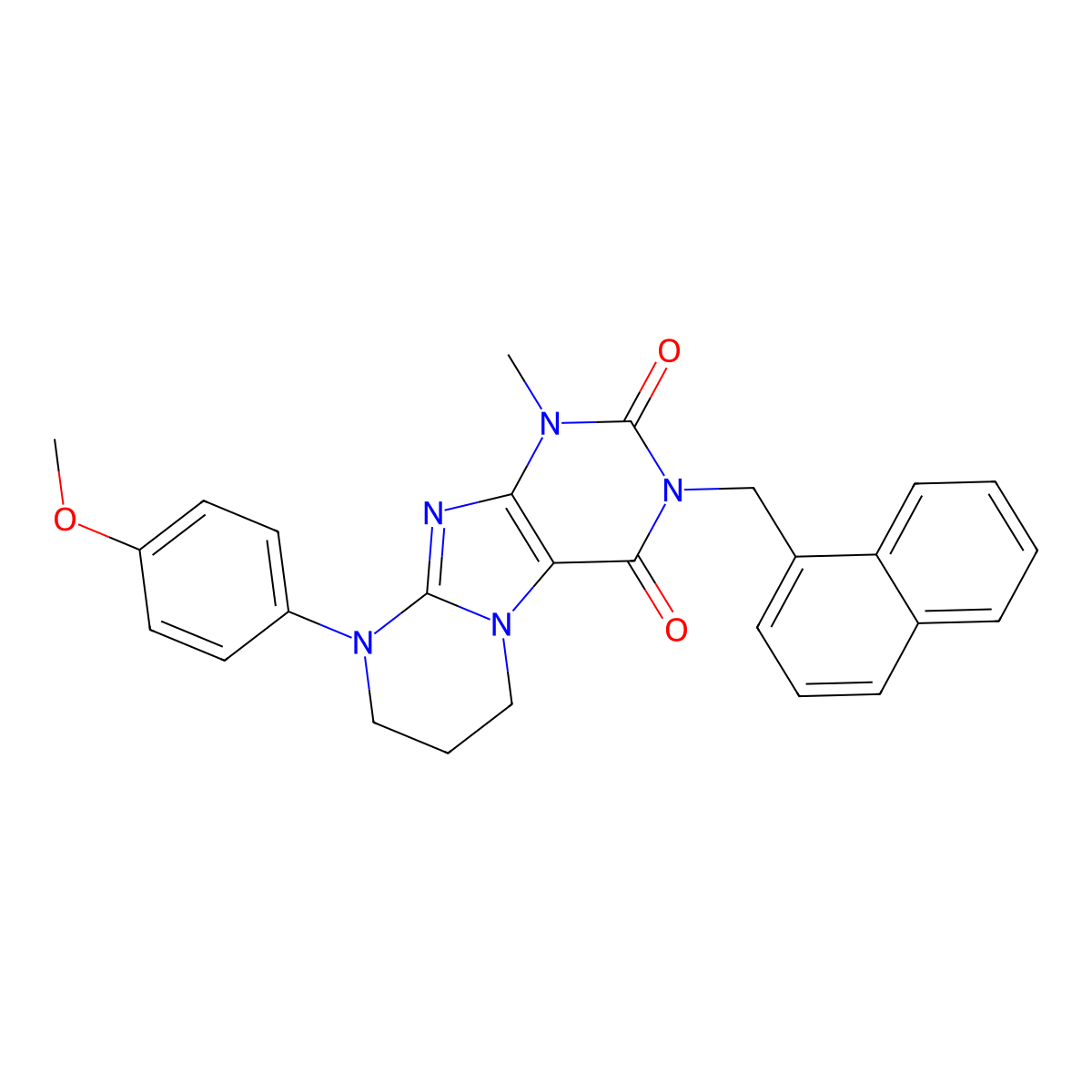 9-(4-methoxyphenyl)-1-methyl-3-(naphthalen-1-ylmethyl)-7,8-dihydro-6H-purino[7,8-a]pyrimidine-2,4-dione molecular structure, CAS 844453-71-0