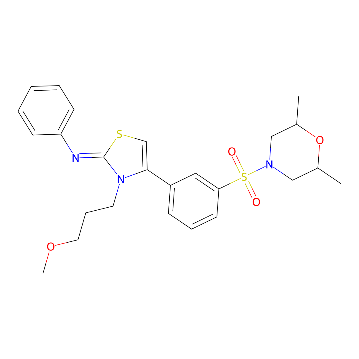 N-[(2Z)-4-{3-[(2,6-dimethylmorpholin-4-yl)sulfonyl]phenyl}-3-(3-methoxypropyl)-1,3-thiazol-2(3H)-ylidene]aniline molecular structure, CAS 844453-76-5