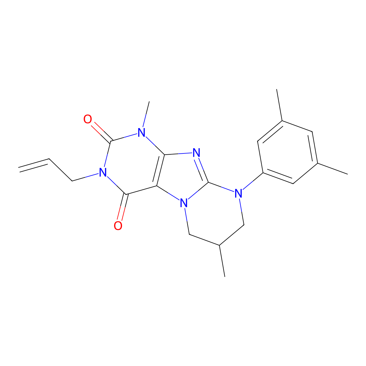 9-(3,5-dimethylphenyl)-1,7-dimethyl-3-prop-2-enyl-7,8-dihydro-6H-purino[7,8-a]pyrimidine-2,4-dione molecular structure, CAS 844453-88-9