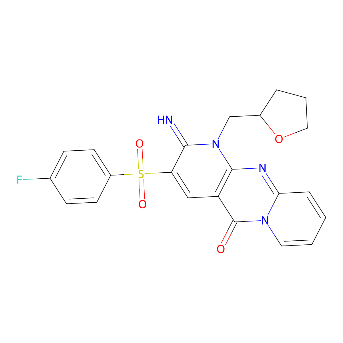 3-[(4-Fluorophenyl)sulfonyl]-2-imino-1-(oxolan-2-ylmethyl)-1,6-dihydropyridino [1,2-a]pyridino[2,3-d]pyrimidin-5-one molecular structure, CAS 844453-95-8