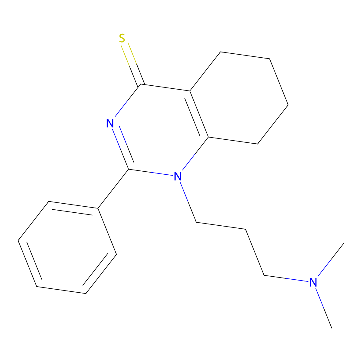1-[3-(Dimethylamino)propyl]-2-phenyl-5,6,7,8-tetrahydroquinazoline-4-thione molecular structure, CAS 844454-12-2