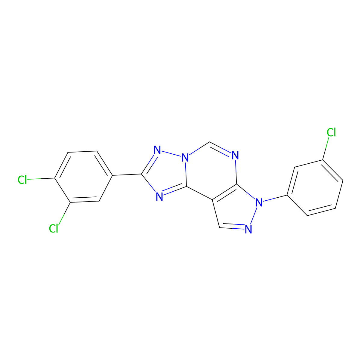 7-(3-chlorophenyl)-2-(3,4-dichlorophenyl)-7H-pyrazolo[4,3-e][1,2,4]triazolo[1,5-c]pyrimidine molecular structure, CAS 844454-81-5