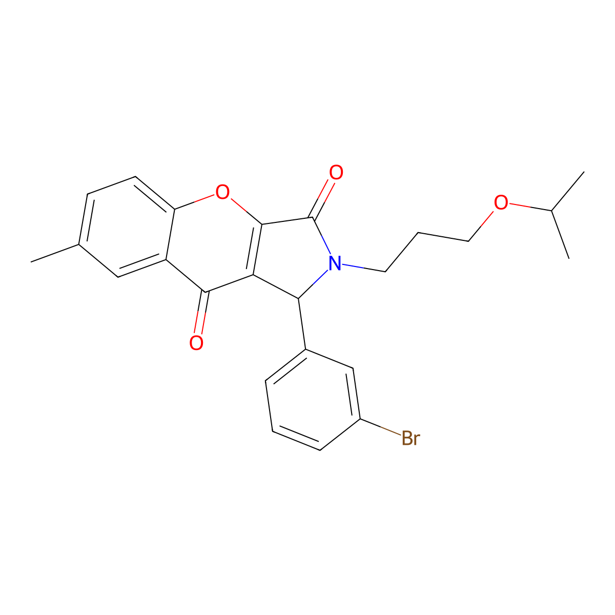 1-(3-Bromophenyl)-2-(3-isopropoxypropyl)-7-methyl-1,2-dihydrochromeno[2,3-c]pyrrole-3,9-dione molecular structure, CAS 844454-92-8