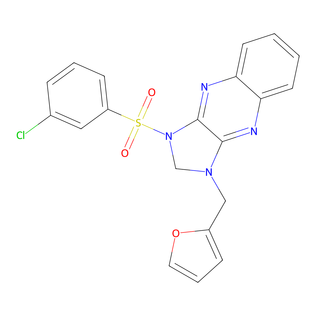 1-((3-chlorophenyl)sulfonyl)-3-(furan-2-ylmethyl)-2,3-dihydro-1H-imidazo[4,5-b]quinoxaline molecular structure, CAS 844454-96-2