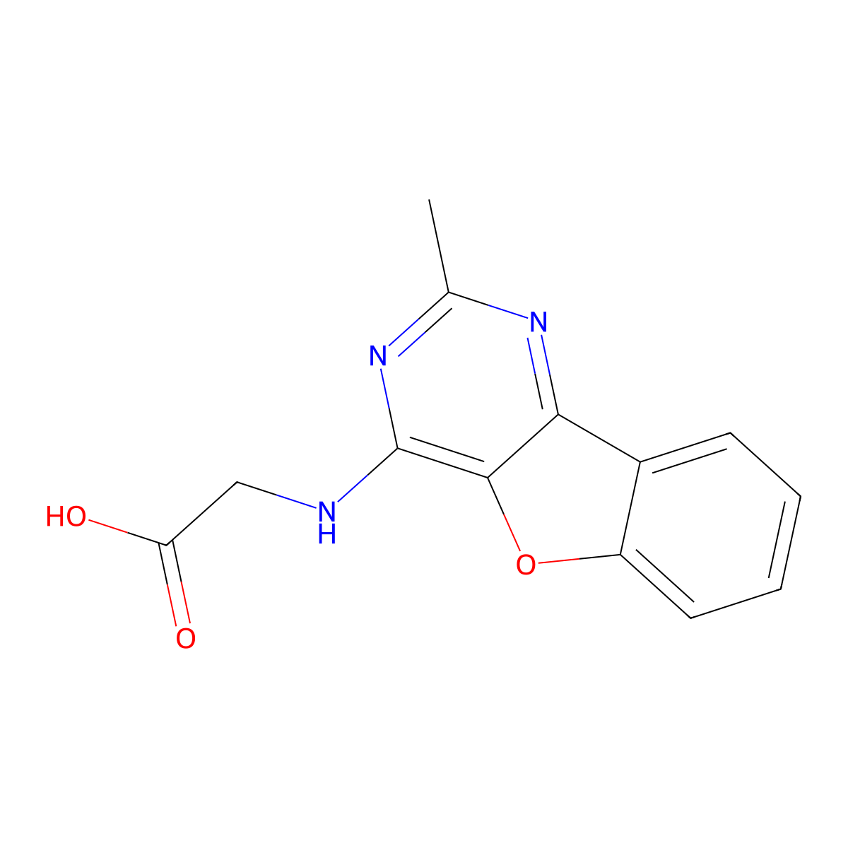 2-((2-Methylbenzofuro[3,2-d]pyrimidin-4-yl)amino)acetic acid molecular structure, CAS 844455-03-4