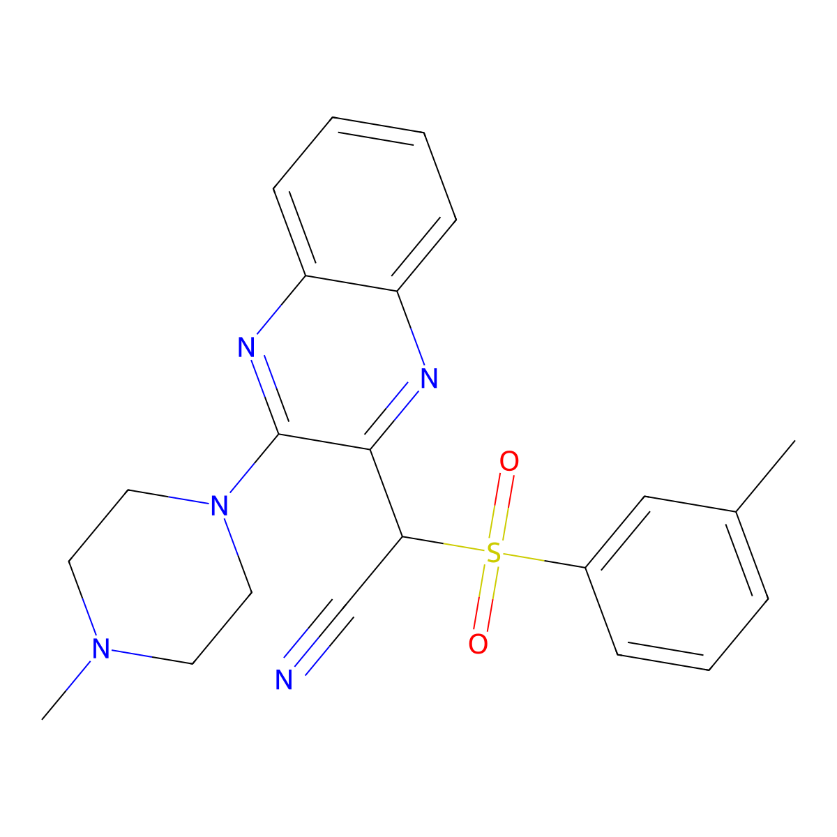 2-(3-(4-Methylpiperazin-1-yl)quinoxalin-2-yl)-2-(m-tolylsulfonyl)acetonitrile molecular structure, CAS 844455-04-5