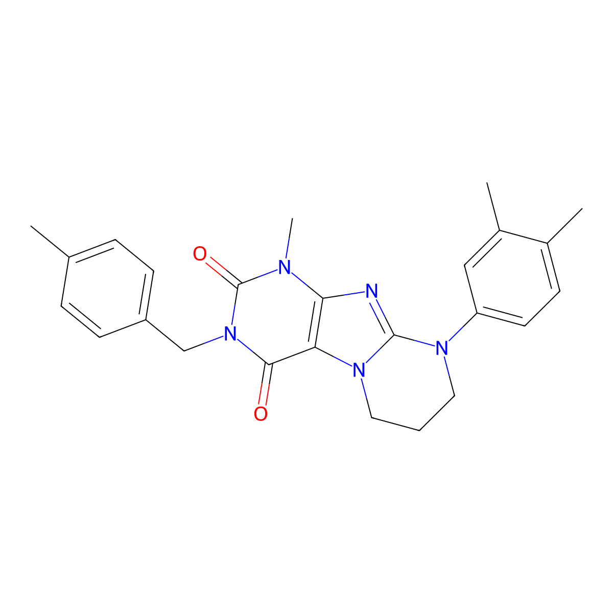 9-(3,4-dimethylphenyl)-1-methyl-3-[(4-methylphenyl)methyl]-7,8-dihydro-6H-purino[7,8-a]pyrimidine-2,4-dione molecular structure, CAS 844455-06-7