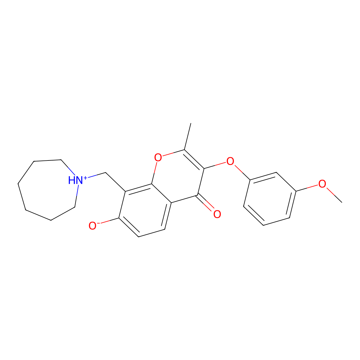 8-(azepan-1-ylmethyl)-7-hydroxy-3-(3-methoxyphenoxy)-2-methyl-4H-chromen-4-one molecular structure, CAS 844455-15-8