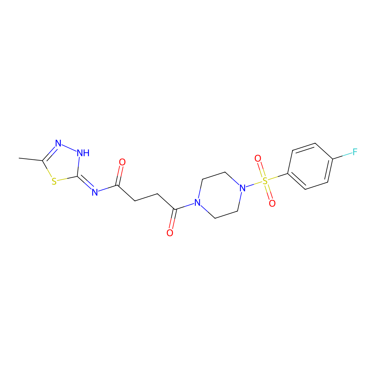 4-{4-[(4-fluorophenyl)sulfonyl]piperazin-1-yl}-N-[(2E)-5-methyl-1,3,4-thiadiazol-2(3H)-ylidene]-4-oxobutanamide molecular structure, CAS 844455-19-2