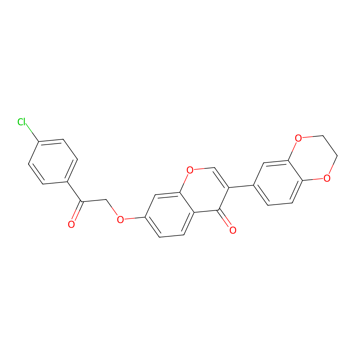 7-(2-(4-chlorophenyl)-2-oxoethoxy)-3-(2,3-dihydrobenzo[b][1,4]dioxin-6-yl)-4H-chromen-4-one molecular structure, CAS 844455-22-7