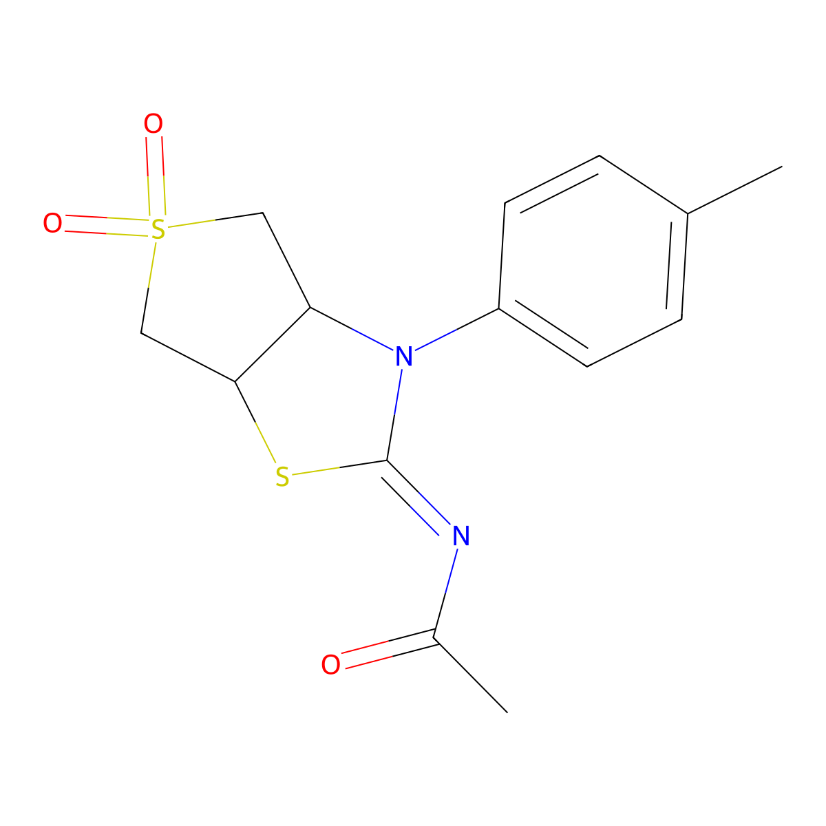 (Z)-N-(5,5-dioxido-3-(p-tolyl)tetrahydrothieno[3,4-d]thiazol-2(3H)-ylidene)acetamide molecular structure, CAS 844455-29-4