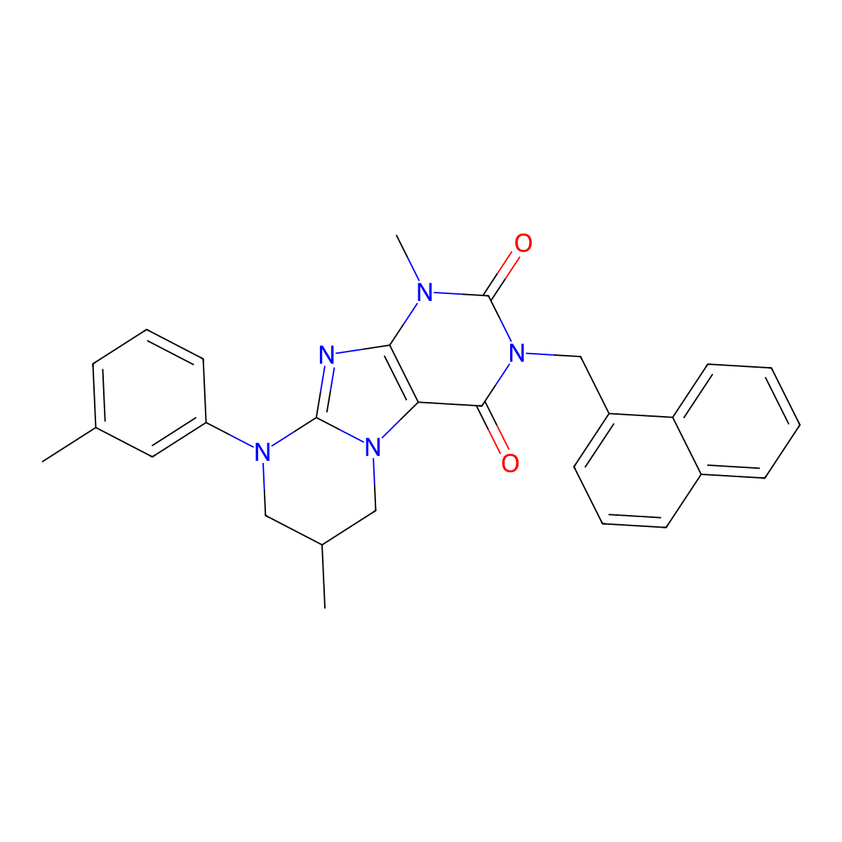 1,7-dimethyl-9-(3-methylphenyl)-3-(naphthalen-1-ylmethyl)-7,8-dihydro-6H-purino[7,8-a]pyrimidine-2,4-dione molecular structure, CAS 844455-45-4