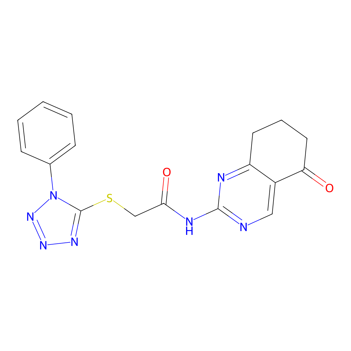 N-(5-oxo-5,6,7,8-tetrahydroquinazolin-2-yl)-2-[(1-phenyl-1H-tetrazol-5-yl)sulfanyl]acetamide molecular structure, CAS 844455-62-5