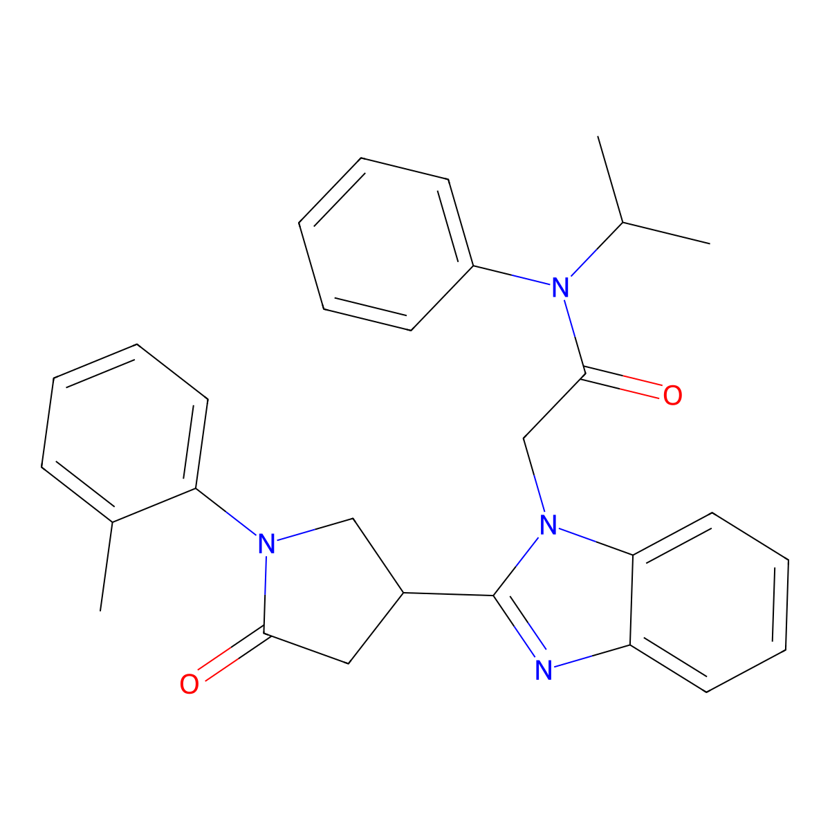 2-{2-[1-(2-methylphenyl)-5-oxopyrrolidin-3-yl]-1H-1,3-benzodiazol-1-yl}-N-phenyl-N-(propan-2-yl)acetamide molecular structure, CAS 844456-28-6