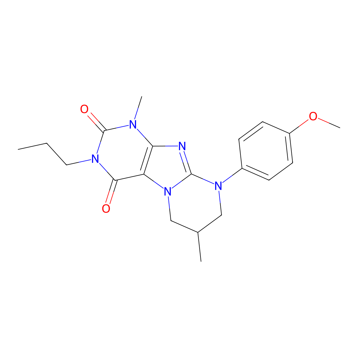 9-(4-methoxyphenyl)-1,7-dimethyl-3-propyl-7,8-dihydro-6H-purino[7,8-a]pyrimidine-2,4-dione molecular structure, CAS 844456-83-3