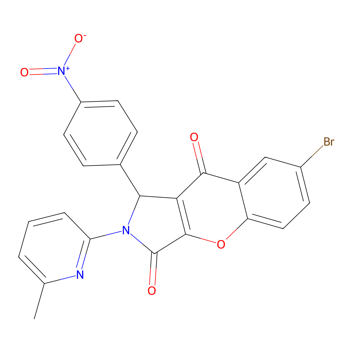 7-Bromo-2-(6-methyl-2-pyridinyl)-1-(4-nitrophenyl)-1,2-dihydrochromeno[2,3-c]pyrrole-3,9-dione molecular structure, CAS 844456-87-7