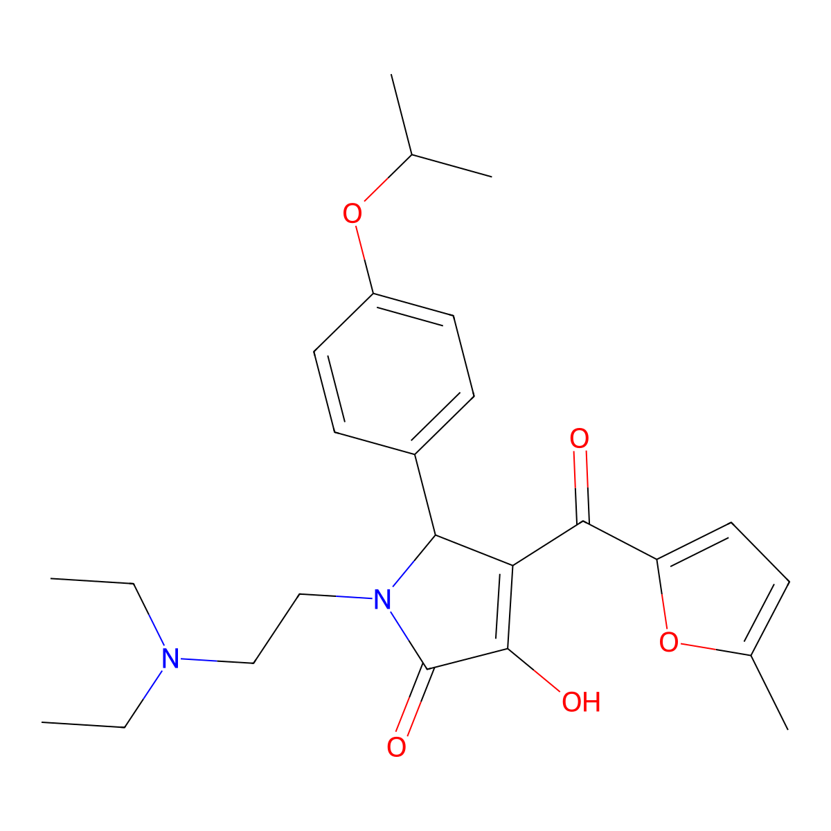 1-(2-(diethylamino)ethyl)-3-hydroxy-5-(4-isopropoxyphenyl)-4-(5-methylfuran-2-carbonyl)-1H-pyrrol-2(5H)-one molecular structure, CAS 844457-74-5