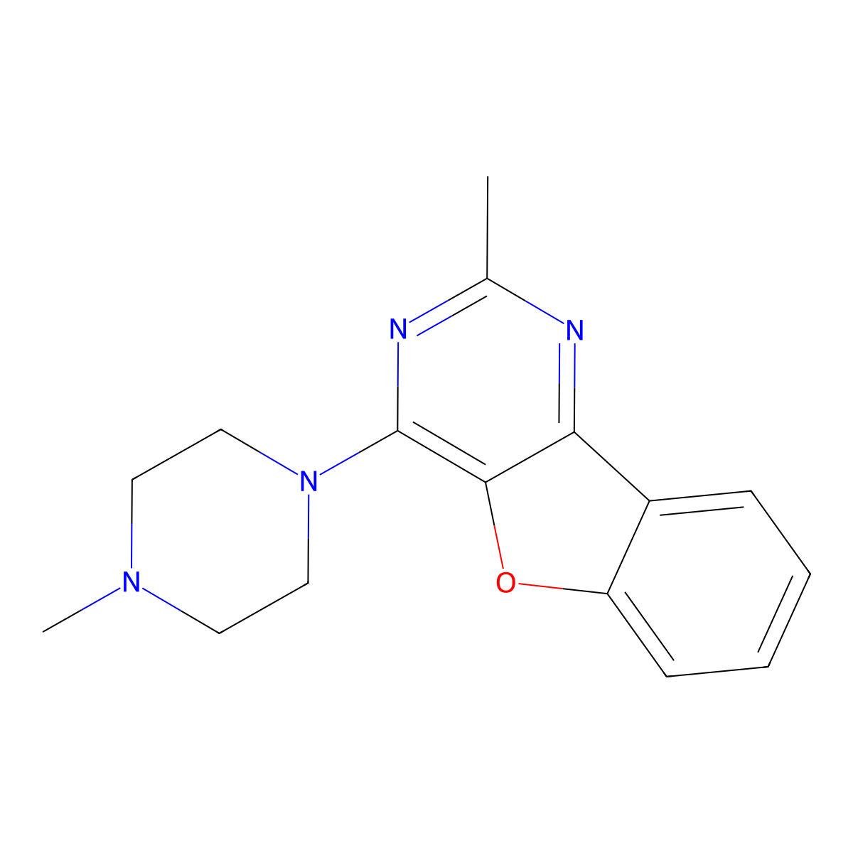 2-Methyl-4-(4-methylpiperazin-1-yl)benzofuro[3,2-d]pyrimidine molecular structure, CAS 844458-07-7