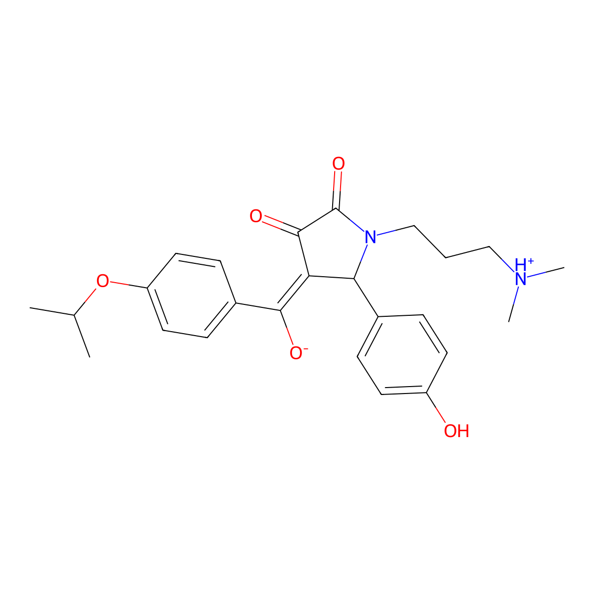 1-[3-(dimethylamino)propyl]-3-hydroxy-5-(4-hydroxyphenyl)-4-[4-(propan-2-yloxy)benzoyl]-2,5-dihydro-1H-pyrrol-2-one molecular structure, CAS 844458-13-5