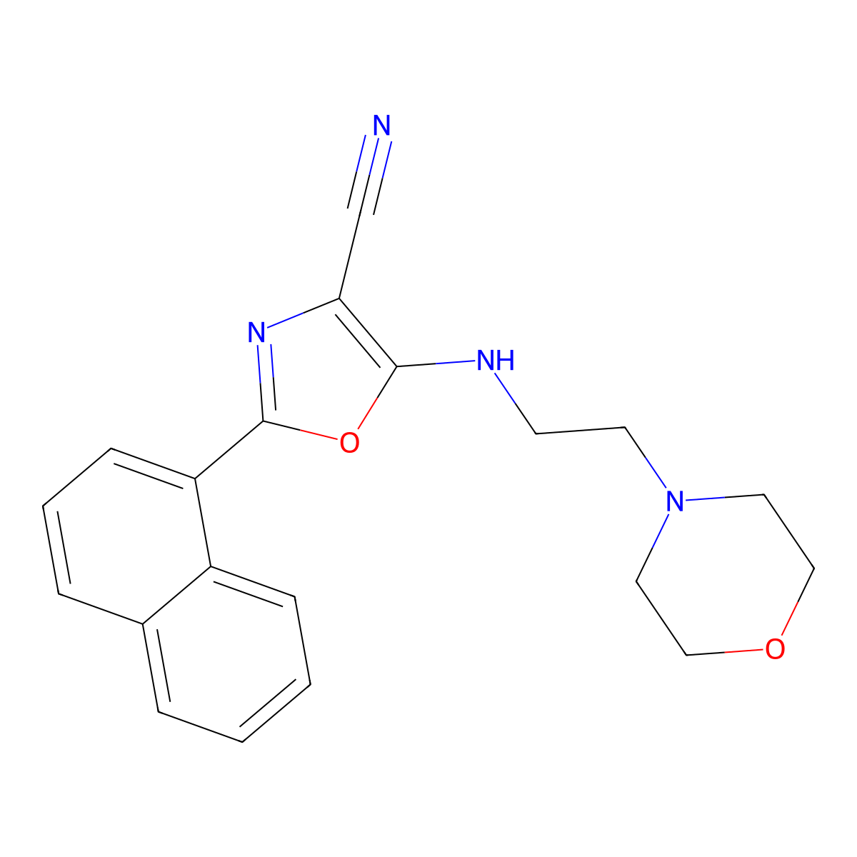 5-{[2-(Morpholin-4-yl)ethyl]amino}-2-(naphthalen-1-yl)-1,3-oxazole-4-carbonitrile molecular structure, CAS 844458-38-4